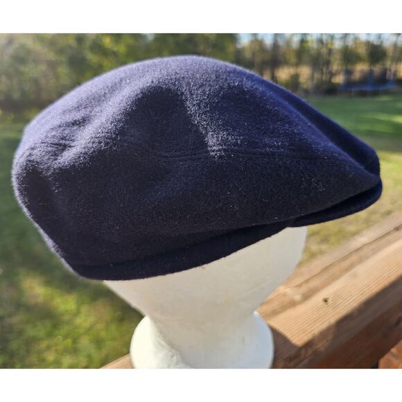 Conte Of Florence Navy Wool Flat Baretta Hat Flat Cap Earflaps Newsboy Classic - Picture 3 of 10